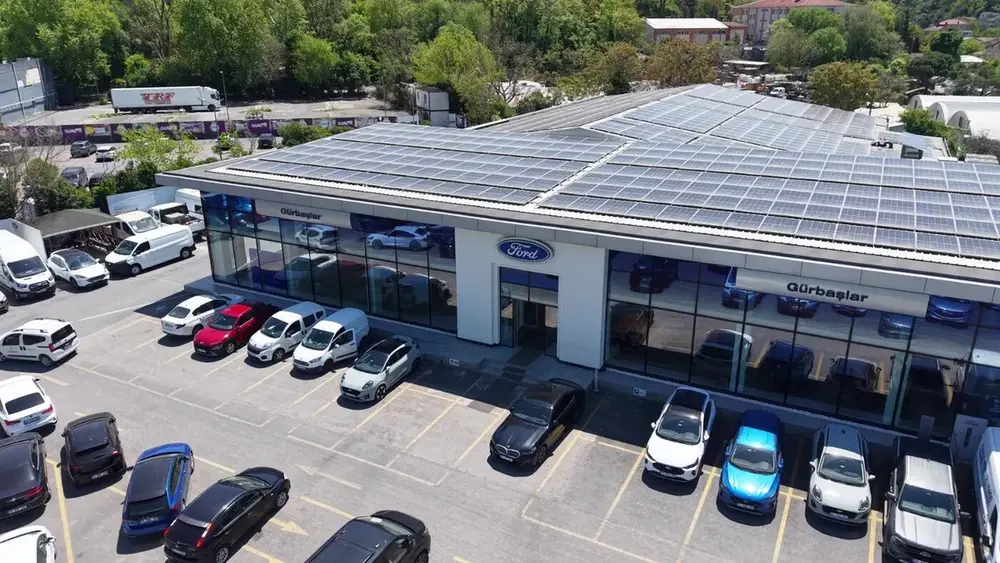 Gürbaşlar Showroom havadan görünüm, bina kütlesi ve çevre yerleşimi