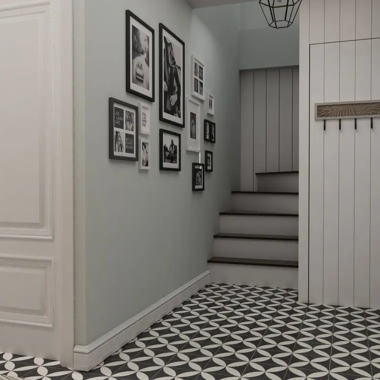 Olkun Konut giriş ve merdiven başı, özel imalat askı ünitesi ve fotoğraf duvarı
